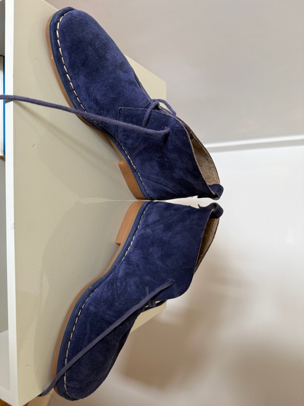 Navy Suede Hush Puppies Tassel Chukka Boots - Picture 5 of 8